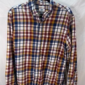 Old Navy Shirt Men's Size L Plaid Flannel Brown Button Down Long Sleeve
